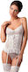Casmir Lingerie Marcelle Corset with G-String Sexy Σετ Εσωρούχων με Δαντέλα & Ζαρτιέρες White