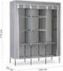Massido Massido Fabric Wardrobe with Zipper and Shelves in Gray Color 130x45x175cm
