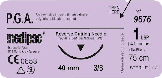 Medipac Sutures Absorbabile Lungime 75cm cu ac 40mm PGA 1 cu Ac 40mm