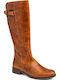 Leather Women's Boots with Zipper Tabac Brown