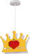 Ravenna Crown Single Bulb Kids Lighting Pendant of Plastic 40W with Drive Size E27 In Yellow Colour