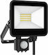 Elvhx Waterproof LED Floodlight 20W Cold White 6500K with Motion Sensor and Photocell IP65