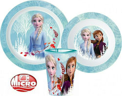 Stor Feeding Set Anna & Elsa made of Plastic Light Blue 3pcs for 2+ months