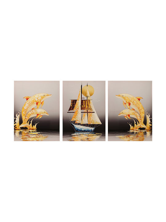 Keskor Τρίπτυχος Πίνακας σε Καμβά 150x70cm