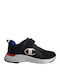 Bold Kids Sports Shoes Running with Hoop & Loop Closure Black