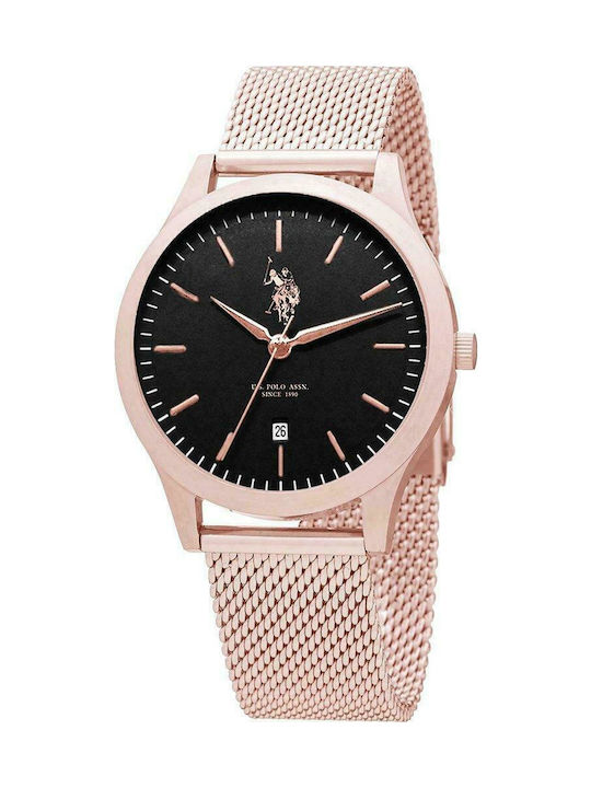 U.S. Polo Assn. Ceas Dama 30mm Cu Baterie Cu Brățară Din Oțel Inoxidabil Roz Auriu