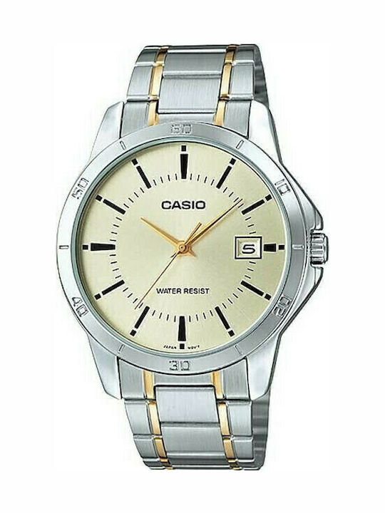 Casio Мъжки часовник 41.5мм на батерия с сребърна метална гривна