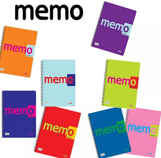 Next Σπιράλ Τετράδια Ριγέ Β5 2 Θεμάτων Memo 10τμχ (Διάφορα Χρώματα)