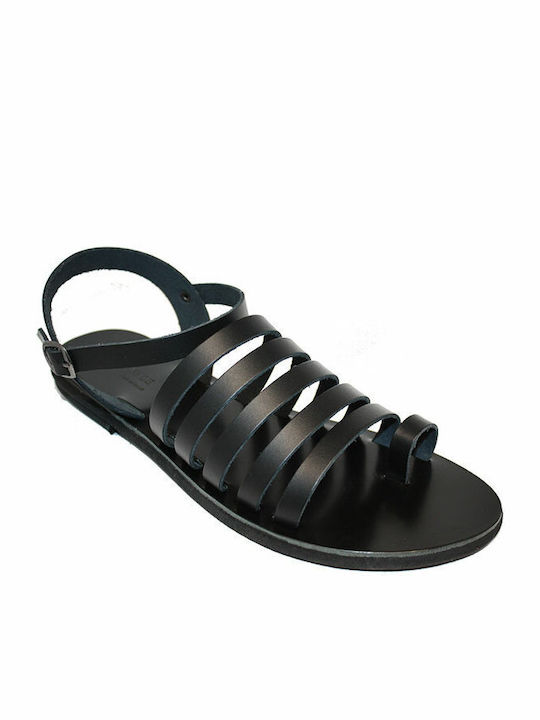 Women's leather sandal in black color