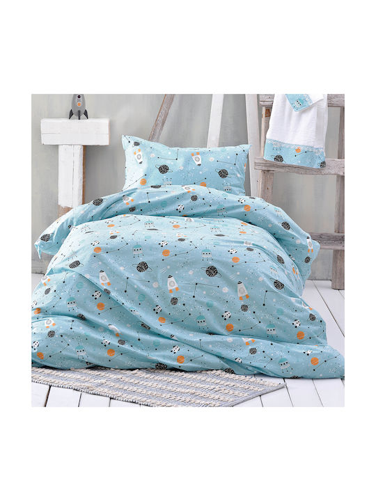 Rythmos Astroworld Set Kids Duvet Cover Single with Pillowcase Cotton Blue 160x250cm