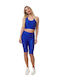 Bodymove Women's Bike Training Legging Shiny & High Waisted Blue