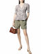 Pinko Women's Summer Blouse Short Sleeve with V Neckline Animal Print Multicolour