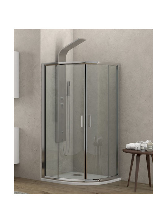 Karag New Flora 200 NFL20080170 Cabin for Shower Semi-circular with Sliding Door 80x80x170cm Clear Glass