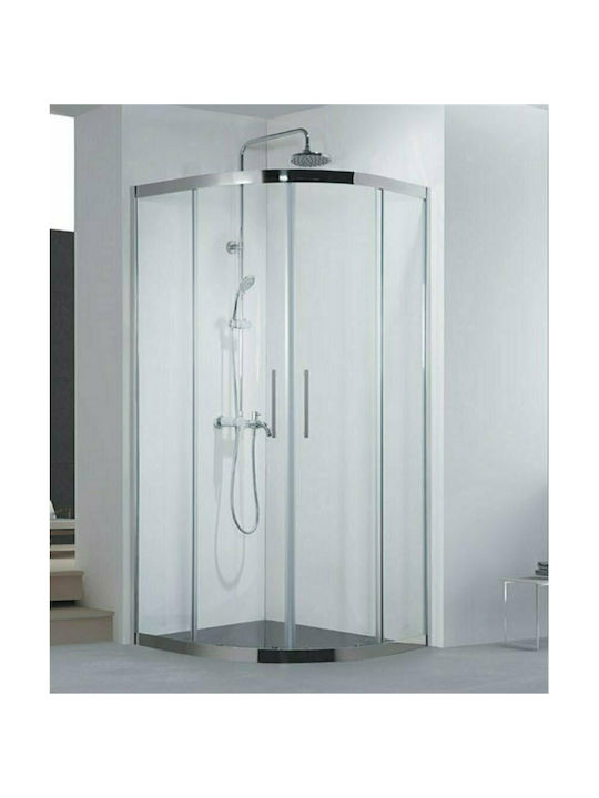 Karag Inox 200 INOX20080 Cabin for Shower Semi-circular with Hinged Door 80x80x190cm Clear Glass