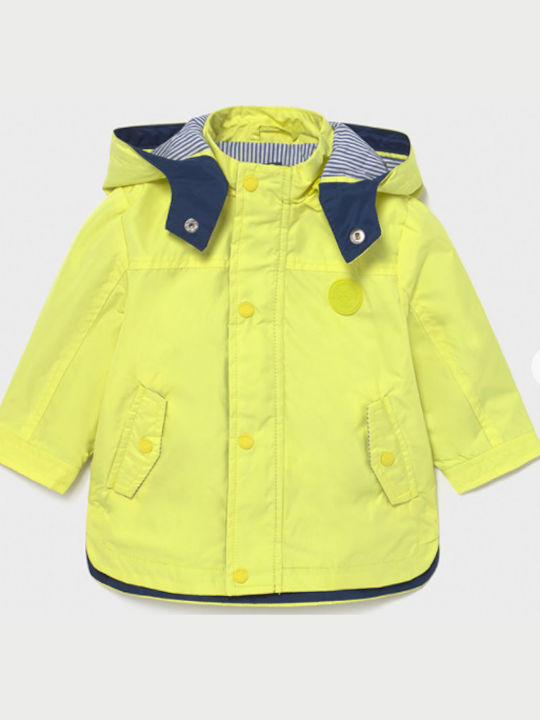 Kinder Sportjacke Lang Winddicht mit Kapuze Gelb