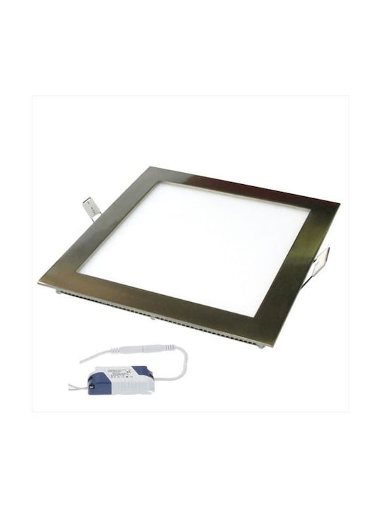 Aca Τετράγωνο Μεταλλικό Χωνευτό Σποτ με Ενσωματωμένο LED και Θερμό Λευκό Φως σε Λευκό χρώμα 12x12cm