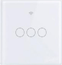 SmartWise T4EU3C 3-Gang Χωνευτός Διακόπτης Τοίχου Wi-Fi για Έλεγχο Φωτισμού με Πλαίσιο και Τρία Πλήκτρα Αφής Λευκός
