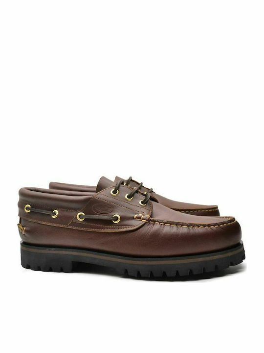 Sea & City C14 Men's Leather Boat Shoes Brown