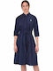 Eloise Summer Midi Shirt Dress with Lace Blue