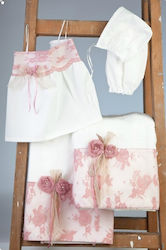 Ιδιόκηρο Τριαντάφυλλο Βαπτιστικά Λαδόπανα 3τμχ