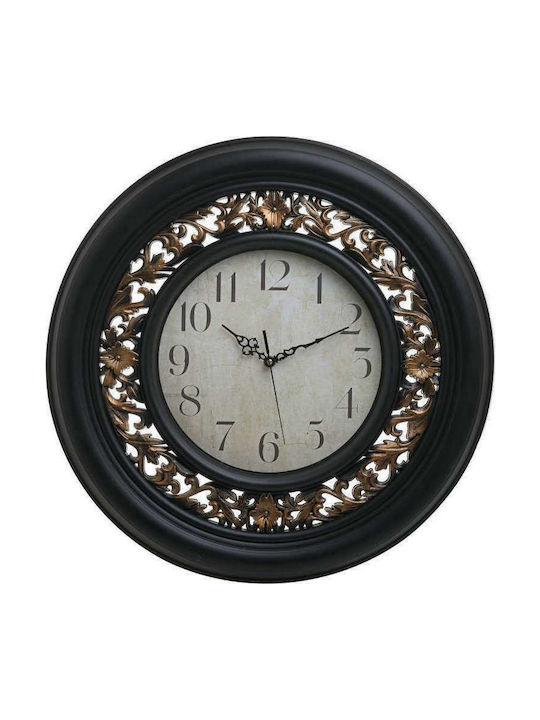 Inart Antique Wall Clock Plastic Black Ø50cm