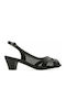 B-Soft Anatomic Synthetic Leather Peep Toe Black Medium Heels with Strap