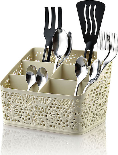 Viosarp Plastic Beige Cutlery Drainer 19x14x13.5cm