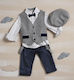 Lollipop Boys Baptism Suit with Vest 5pcs Gray