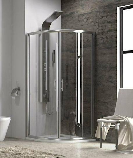 Karag Flora 200 Kabine für Dusche Halbkreisförmig mit Schieben Tür 90x90x190cm Klarglas