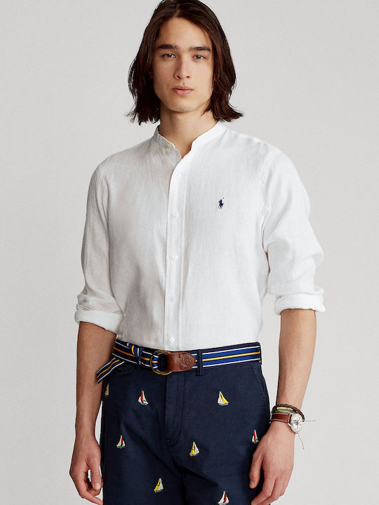 Ralph Lauren Men's Shirt with Long Sleeves Slim Fit White