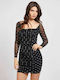 Gayle Summer Mini Evening Dress with Mesh Black
