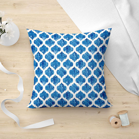 Lino Home Διακοσμητική Μαξιλαροθήκη Cell από 100% Βαμβάκι 601 Blue 45x45εκ.