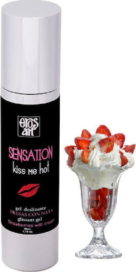 Megasol USA Eros Art Sensattion Kiss Me Hot Lubricant Gel Strawberries with Cream 50ml