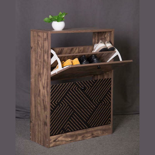 1872 Wooden Shoe Organizer with 2 Shelves Grey Oak - Black 60x23.5x81cm