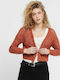 Only Short Women's Knitted Cardigan with Buttons Orange
