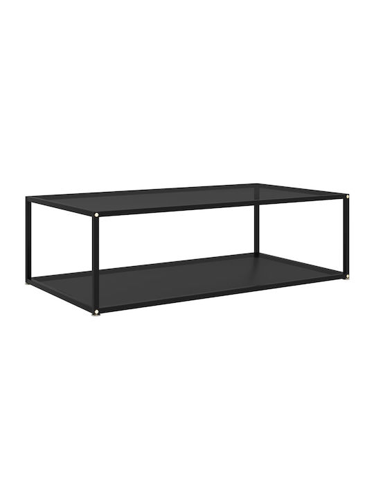 Square Glass Coffee Table Μαύρο L120xW60xH35cm