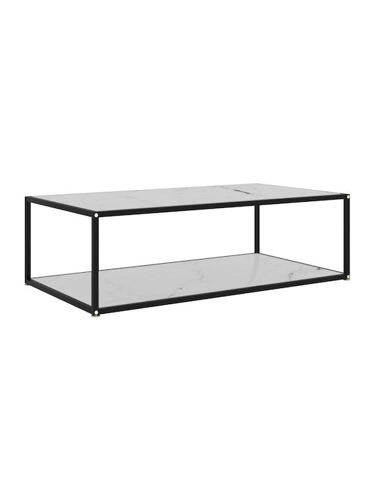 Square Glass Coffee Table Λευκό L120xW60xH35cm