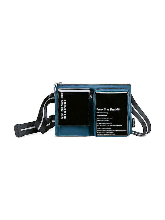 Super Five Shoulder / Crossbody Bag with Zipper & Adjustable Strap Blue 24x7x24cm