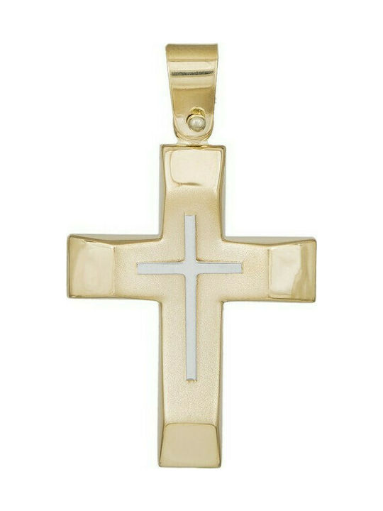 Baptism Crosses - Engagement Bicolour Baptism Cross for boy K14 038448 038448 038448 Men's Gold 14 Carat