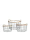 JK Home Decoration Set of Decorative Baskets Metal with Handles Black 3pcs