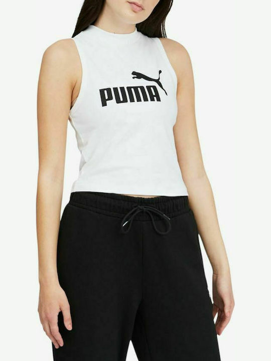 Puma Essentials Women's Athletic Cotton Blouse Sleeveless White