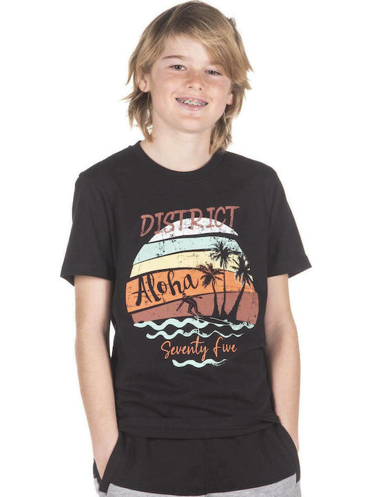 District75 Детска тениска Черен T-Shirt "Aloha"