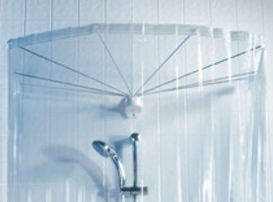 Dimitracas Rainbow 8 Rays Umbrella Shower Curtain Rod Wall Mounted Metallic Silver 70x70cm