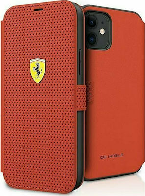 Ferrari On Track Perforated Carte Piele Roșu (iPhone 12 mini) FESPEFLBKP12SRE