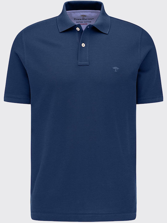 Fynch Hatton Herren Kurzarmshirt Polo Marineblau