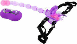 Baile Butterfly Strap On with Dildo & Vibration Purple