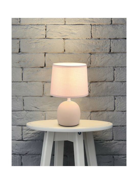 Trio Lighting Malu Κεραμικό Πορτατίφ για Ντουί E14 με Μπεζ Καπέλο και Βάση