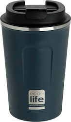 Ecolife Coffee Cup Glass Thermos Stainless Steel BPA Free Dark Blue 370ml 33-BO-4106