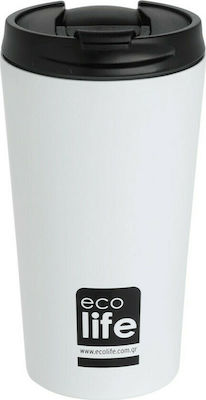 Ecolife Coffee Cup Glas Thermosflasche Rostfreier Stahl BPA-frei Weiß 370ml
