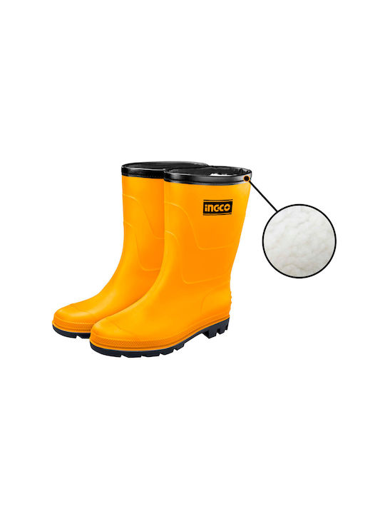 Ingco Non-Slip Work Wellies Tibia with Fur Orange